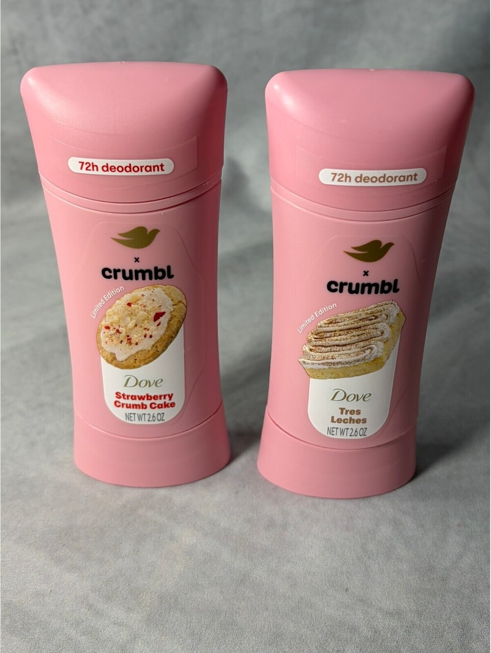 Dove x Crumbl Deodorant 2-Pack Strawberry Crumb Cake&Tres Leches Limited Edition